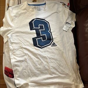 Adidas White and Blue Graphic Tee NWT